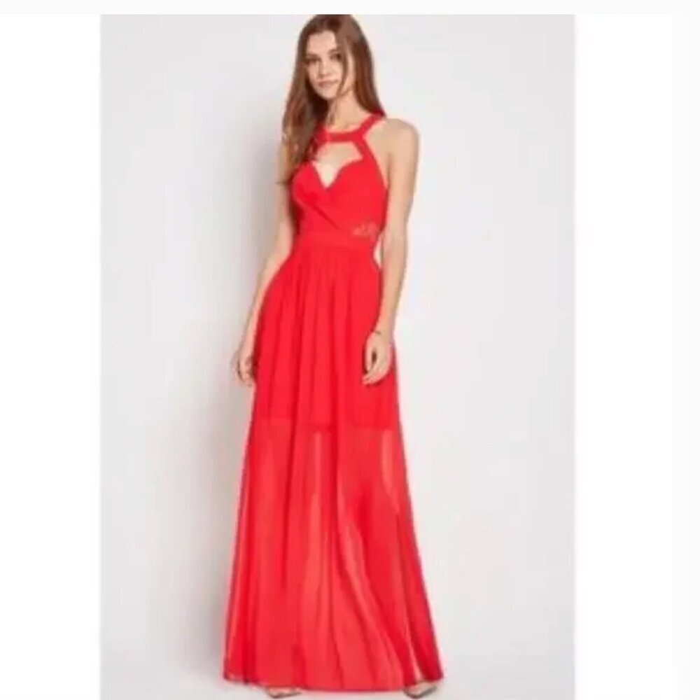 BCBGeneration red lacy formal maxi dress